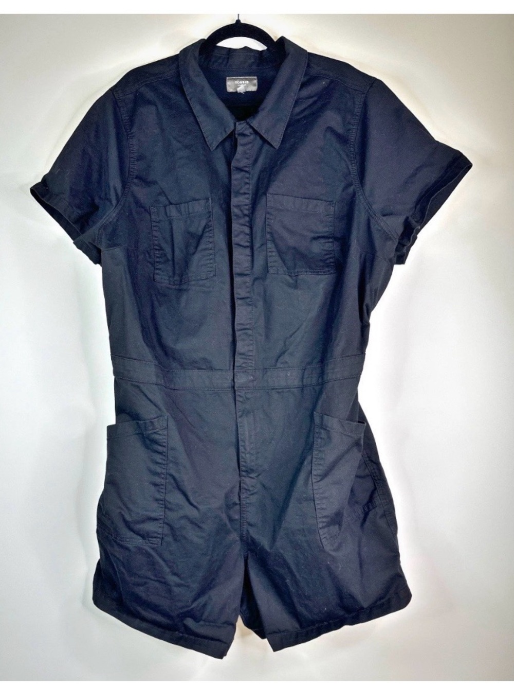 Torrid Black Short-Sleeve Utility Romper - Brand Unspecified